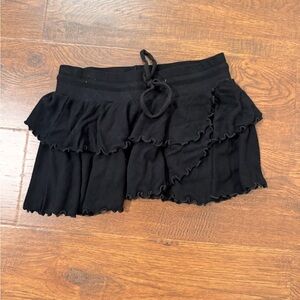 Ruffled Layered Mini Skirt - Black